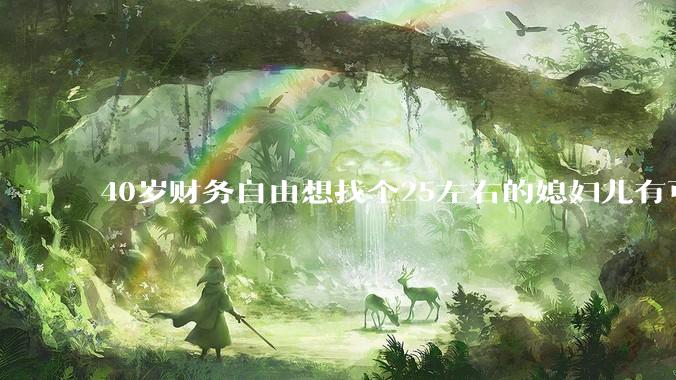 40岁财务自由想找个25左右的媳妇儿有可能吗？